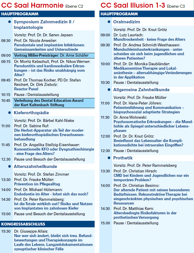 Deutscher Zahnärztetag 2013: Programm Samstag